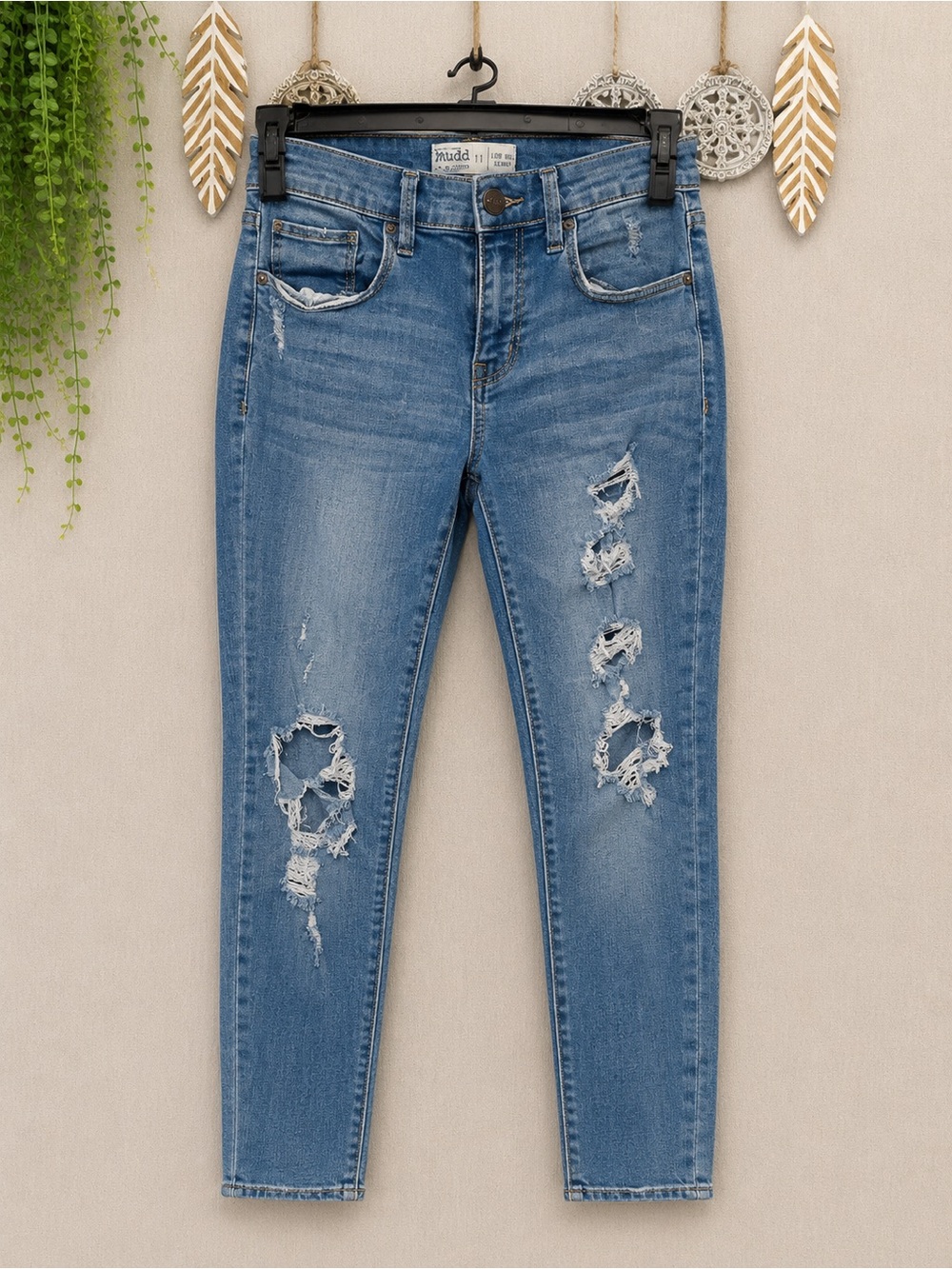 Mudd Women's Light Blue Distressed Skinny Jeans